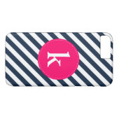 Hot Pink & Navy Monogram iPhone 7 Plus Fall Case-Mate iPhone Hülle (Rückseite (Horizontal))