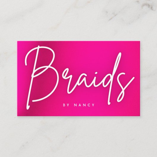 Hot-Pink-Nebel-Braids-Visitenkarte Visitenkarte (Vorderseite)