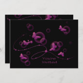Hot Pink Neon Butterfys Geburtstagsparty Einladung (Vorne/Hinten)