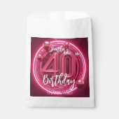 Hot Pink Neon Glam 40th Birthday Metallic Balloons Geschenktütchen (Vorderseite)