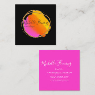 Hot-Pink Neon Glitzer Square Business Card Quadratische Visitenkarte
