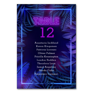 Hot Pink Neon Glow Party Escort Tischnummer