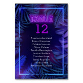 Hot Pink Neon Glow Party Escort Tischnummer (Rückseite)