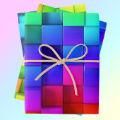 Hot Pink Neon Green Blue Violet Geschenk Geschenkpapier Set