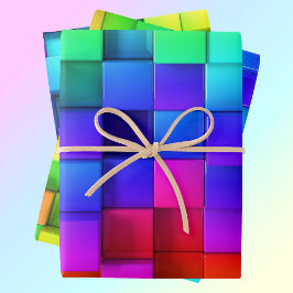 Hot Pink Neon Green Blue Violet Geschenk Geschenkpapier Set