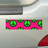 Hot Pink Neon Green Peace Signie Hippie Pattern Autoaufkleber (Auf Auto)