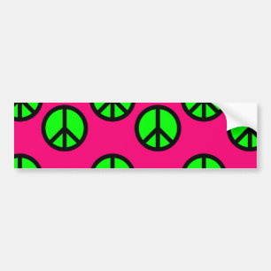Hot Pink Neon Green Peace Signie Hippie Pattern Autoaufkleber
