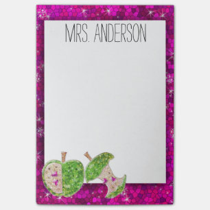 Hot Pink Neon Green Teachers Apple-Klassenzimmer H Post-it Klebezettel