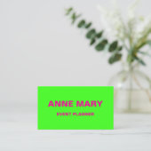 Hot Pink Neon Green Wedding Event Planner farbenfr Visitenkarte (Stehend Vorderseite)