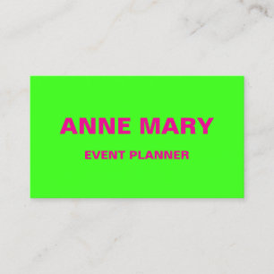 Hot Pink Neon Green Wedding Event Planner farbenfr Visitenkarte