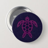 Hot Pink Neon Lava Sea Turtle Design Button (Vorne & Hinten)