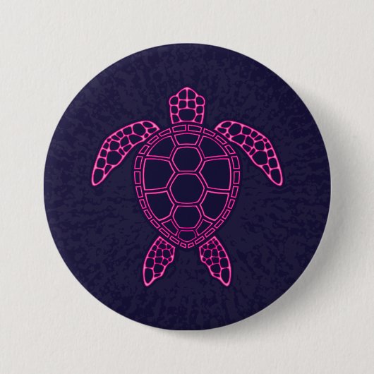 Hot Pink Neon Lava Sea Turtle Design Button (Vorderseite)