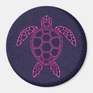 Hot Pink Neon Lava Sea Turtle Design Magnet