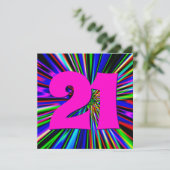 Hot Pink Neon Lights Club 21. Geburtstag Einladung (Stehend Vorderseite)