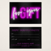 Hot Pink Neon Sign Geschenkgutschein (Vorne & Hinten)