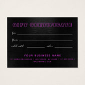 Hot Pink Neon Sign Geschenkgutschein (Rückseite)