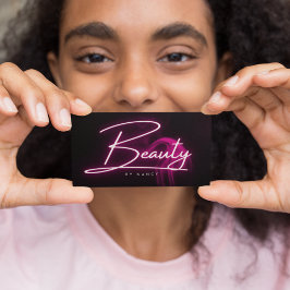 Hot Pink Neon & Smoke Beauty Salon Skript Visitenkarte