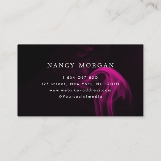 Hot Pink Neon & Smoke Hair Stylist-Skript Visitenkarte (Rückseite)