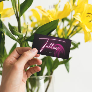 Hot Pink Neon & Smoke Tattoos Handgeschriebenes Sk Visitenkarte