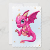 Hot Pink Niedlich Dragon Girl Babydusche Einladung (Rückseite)
