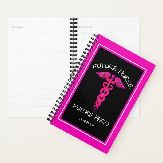 Hot Pink Nurse Medical Caduceus Personalized Planer (Anzeige)