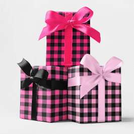 Hot Pink Ombre Buffalo Kariert Small Geschenkpapier Set