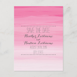Hot Pink Ombré Hochzeit speichern das Datum Ankündigungspostkarte