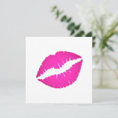 Hot Pink Ombre Lipstick Kiss Blank Einladung (Stehend Vorderseite)