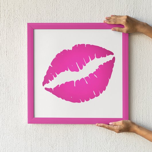 Hot Pink Ombre Lipstick Kiss Poster