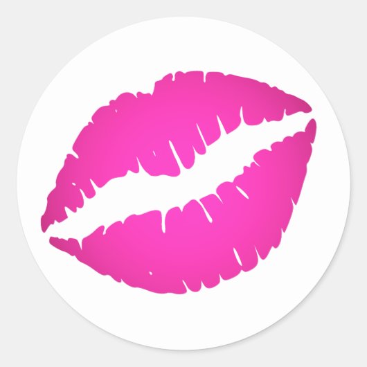 Hot Pink Ombre Lipstick Kiss Runder Aufkleber (Vorderseite)