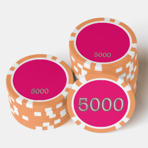 Hot Pink orange 5000 gestreifter Poker-Chip Pokerchips