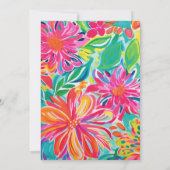 Hot Pink Orange Blume 80. Geburtstag Einladung (Rückseite)