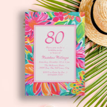 Hot Pink Orange Blume 80. Geburtstag