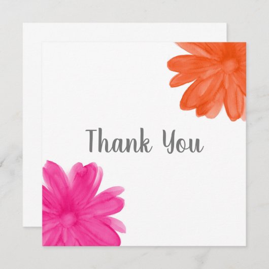Hot Pink Orange Blume Dankeskarte (Vorne/Hinten)
