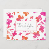 Hot Pink & Orange Blume Dankeskarte (Vorne/Hinten)