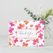 Hot Pink & Orange Blume Dankeskarte (Stehend Vorderseite)