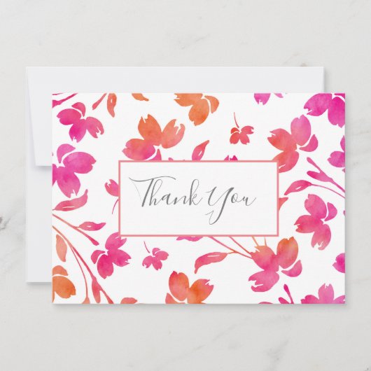 Hot Pink & Orange Blume Dankeskarte (Vorderseite)