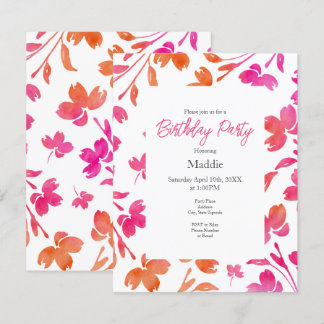 Hot Pink & Orange Blume Einladung