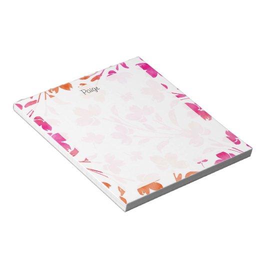 Hot Pink & Orange Blume Notizblock (angewinkelt)