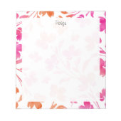 Hot Pink & Orange Blume Notizblock (Vorderseite)