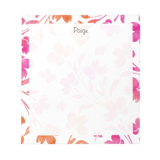 Hot Pink & Orange Blume Notizblock (Vorderseite)
