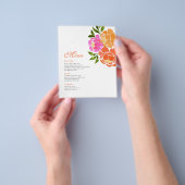 Hot Pink Orange Blumenmenü Flyer (Gruppe)