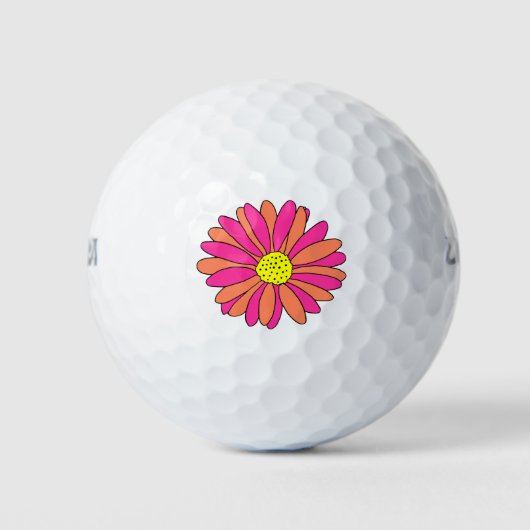 Hot Pink Orange Daisy Golfball (Vorderseite)