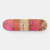 Hot Pink Orange Glittery Diamant Blend Skateboard (Horizontal)