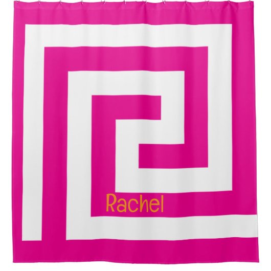 Hot Pink Orange, griechischer Schlüsselanhänger, N Duschvorhang (Vorderseite)