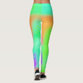 Hot Pink Orange Lila Türkis Punk Crazy Print Leggings (Rückseite)