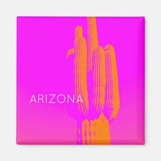 Hot Pink Orange Modern Cactus Art Custom TEXT Magnet (Vorne)