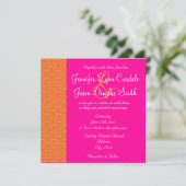 Hot Pink Orange Scallops Einladung zur Hochzeit (Stehend Vorderseite)