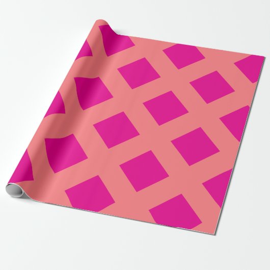Hot Pink Orange Schachbrett Patterns Boho farbenfr Geschenkpapier (Ungerollt)