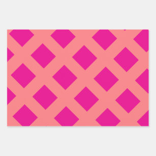 Hot Pink Orange Schachbrett Patterns Boho farbenfr Geschenkpapier Set